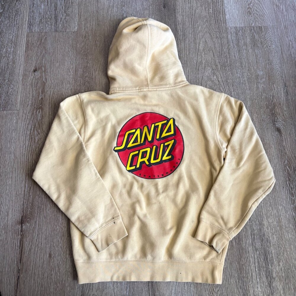 Santa Cruz faded yellow Hoodie Sweatshirt Mens S - Picture 3 of 7
